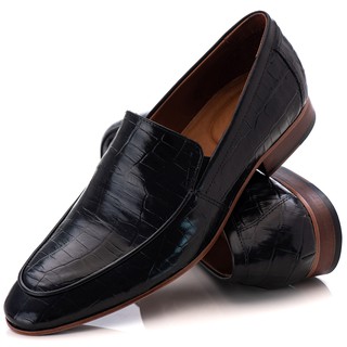 Sapato social masculino Loafer Casual Premium Couro croco 58854 PRETO