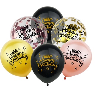 1pcs New happy birthday happy birthday printing balloon crown transparent confetti balloon party