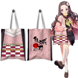 Anime Demon Slayer: Kimetsu No Yaiba Animation Canvas Shoulder Bag Handbag Kamado Tanjirou Nezuko Shopping Shoulder Bag