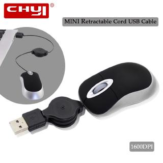 CHUYI Mini Mouse Portátil Com Cabo Retrátil USB Óptico De 1600 Dpi Para Computador