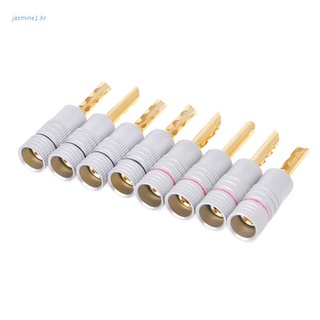 jas 8 Pcs Gold Plated Copper BFA 4mm Banana Plug Adapter Wire Speaker Connectors (1)