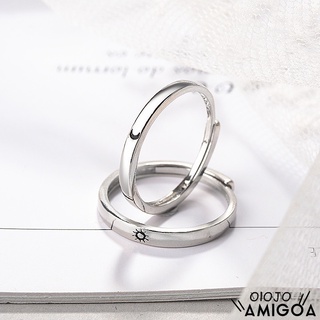 Anéis De Casal Anéis De Sol E Lua Presentes Personalizados Para Casais Moda Coreana Ins -OLO