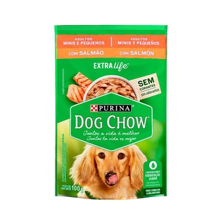 Ração Úmida Dog Chow Sachê para Cães Adultos de Raças Pequenas sabor Salmão 100g (1)
