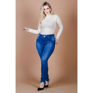 calça jeans feminina cintura alta com lycra na moda QUEIMA DE ESTOQUE