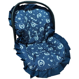 Capa para Bebê Conforto Coroa Azul Marinho com Branco 100% Algodão Tamanho Universal Serve em Todos os Modelos