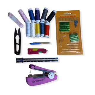 Kit mini maquina de costura com kit costura portátil pequenos reparos (1)