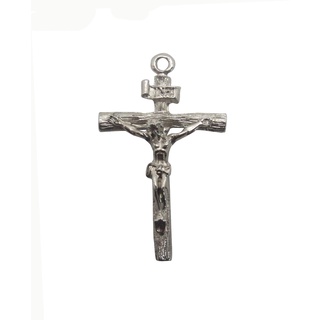 Crucifixo para Terço com Cristo Niquel / Prateado - Ouro Velho - Peças para Montagem