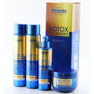 Kit Botox no Chuveiro - 4 Itens - Shampoo + Condic. + Leave + Máscara - Rhenuks