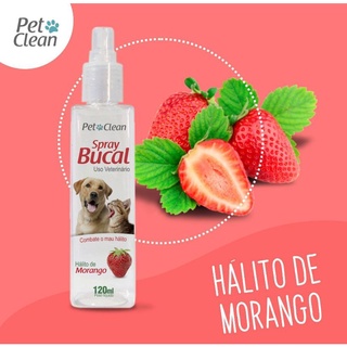 Spray Bucal para Cachorro e Gato Contra Mau Hálito Pet Clean 120 ml - Morango