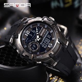 SANDA Relógio esportivo masculino relógio à prova d'água analógico luminoso militar moda LED digital multifuncional