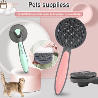 Auto Limpeza Do Animal De Estimação Pente Com Rodada Final Escova De Remoção De Dentes Massagem Pet
