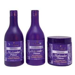 Kit Matizador Platinum Maycrene 3 x 500ml ( Shampoo + Condicionador + Máscara )