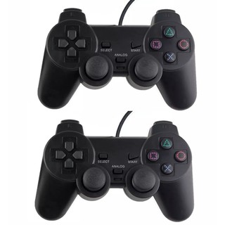 Kit Com 2 Controles Manetes Com Fio Para Ps2 Playstation 2