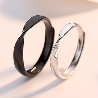 1PC Mobius Anéis Amante Casal Presente Black White Estilo Simples Ajustável Anéis De Noivado Casamento (1)