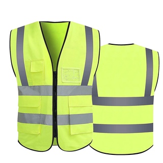 Colete faixa Sinalizador Refletivo Segurança Trabalho EPI Blusão Fluorescente Obra Bolsos Ziper (2)