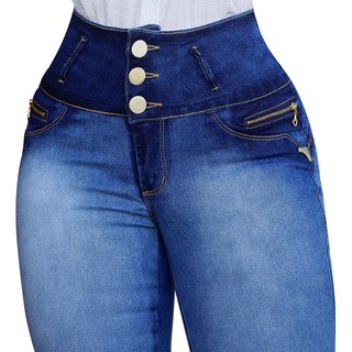 Promoção Calça Jeans Feminina Cintura Alta Botões Hot Pants (4)