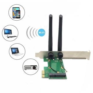 Mini Adaptador Wireless Wifi Placa De Rede Pcie Para Pci-E 1x + 2 Antenn F6A9