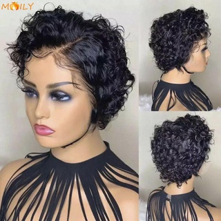 Moily Black Short Curly Wig European and American Rose Net Headgear For Women