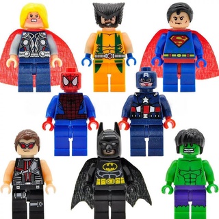 Kit 8 Bonecos Minifigures Super Heróis Vingadores Avengers Compatível Lego Blocos de Montar
