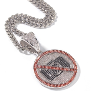 Hip Hop Micro Shop Diamond Camera Pattern Photography Round Pendant Necklace Men's Rapper Rope Chain Jewelry Accessories