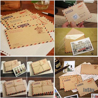 [InSky] 10 Folhas de Envelopes Pequenos em Papel Vintage para Cartão Postal / Carta / Armazenamento / Papelaria (1)