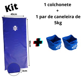 kit colchonete azul + tornozeleira/caneleira peso de 5kg azul - par - Lord Império