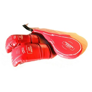 Kit 1 par de luvas bate saco vermelha + 1 raquete chute vermelha profissional