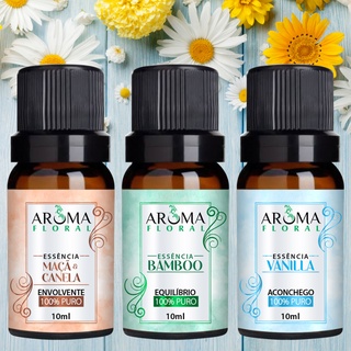3 Essência Concentrada Aromatizante Para Aromatizador, BAMBOO, MAÇÃ COM CANELA, VANILA - Aroma Floral