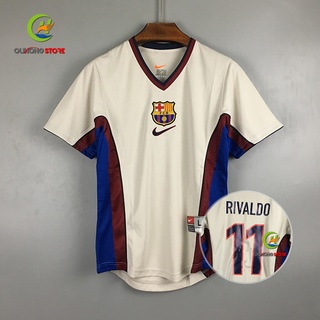 98/99 Barcelona away Retro Camisa de futebol RIVALDO Uniformes de futebol