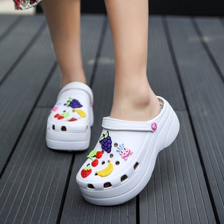Summer Women Croc Clogs Platform Garden Sandals Cartoon Fruit Slippers Slip On For Girl Beach Shoes Slides Outdoor