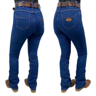 Calça Country For Texas Jeans Flare Feminina Original Azul Escura Promoção - Ref. 0001
