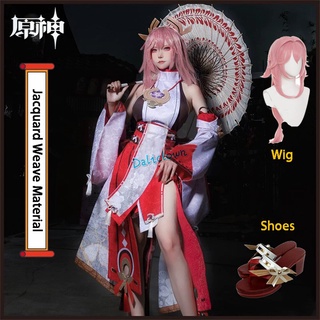 Genshin impacto miko yae guuji cosplay traje cos perucas sapatos anime jogos uniforme vestido roupa festa carnaval traje para mulher