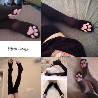Glbr Cat Paw Socks Kawaii 3D Cat Claw Women Stocking Lolita Paw-Pad Thigh High Socks Glow