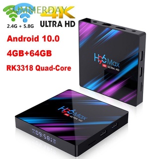H96 Max V10 Smart TV Box Android 10.0 Rockchip RK3318 4K 2.4G&5G Wifi BT4.0 H96Max 4GB 64GB Media Player Set Top Box