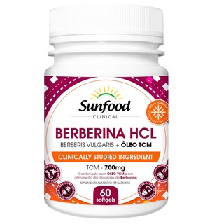 Berberina HCL + Óleo TCM 700mg sunfood 60caps softgels