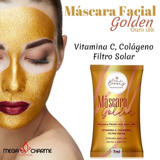 Máscara Facial Ouro Golden New Beauty 7ml - Vitamina C - Colágeno - Filtro Solar