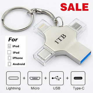 4 em 1 OTG USB 3.0 Flash Drive 1TB Pen Drive Tipo-C USB Stick 512GB ITB Memory Stick para iPhone Android PC