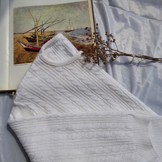 Suéter encurtado branco vintage de tricot aesthetic anos 80 comfy inverno
