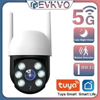 (Suporte 5G Wi-Fi) EVKVO 5MP Tamanho Mini WIFI IP Câmera PTZ Ao Ar Livre CCTV De Segurança À Prova D'água-Tuya APP Inteligente