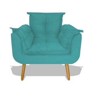 Poltrona Cadeira Opala Sala Quarto Amamentação Gestante Fibra Silicone Recepção Azul Tifany