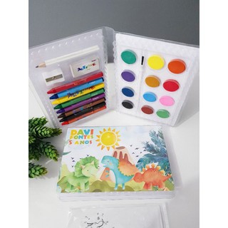 6 estojos colorir com 24 peças (descritas no anúncio) tema a definir lembrancinha dino baby cute dinossauro