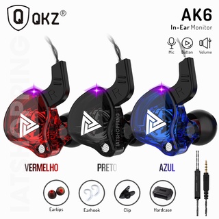 Original Qkz Ak6 Fone De Ouvido upgrade In-Ear Para Retorno Monitor De Palco Intra-Auricular Dynamic Com Microfone Com Bass Para Jogos