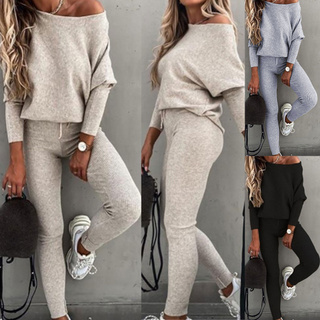 [BULET] Women's Solid Color Round Neck Sportswear Pullover Fall Winter Casual Set
