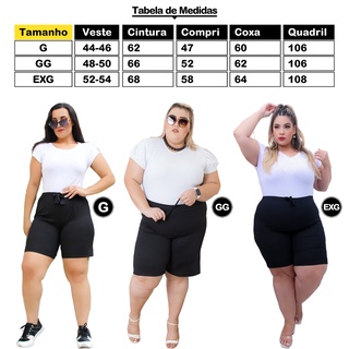 Bermuda Feminina Plus Size feminino Shorts cintura alta com elastano (9)