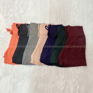 Shorts feminino canelado Cintura alta verão 2021 várias cores (3)