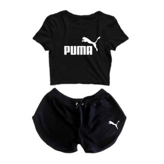 Conjunto Puma Cropped e Short Feminino Tumblr Aesthetic