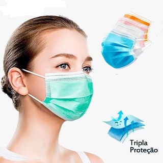 Máscara Descartável Tripla Camada de Proteção Com Clip Nasal Adultos Varias Cores! (6)
