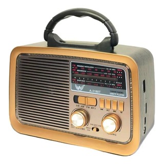 Radio Portátil Retro Bluetooth Am Fm Sd Usb A-3188t