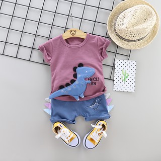 Dinosaur Baby Boys Clothes Short Sleeve Print T-shirt+Cartoon Shorts Children Casual Outfits Kids Clothes Sets 12 (7)