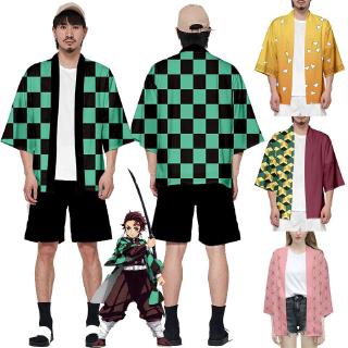 Anime Outerwea Demon Slayer :Kimetsu No Yaiba Tanjiro Kamado Cosplay Costume Haori Coat Jackets Coat For men Women (1)